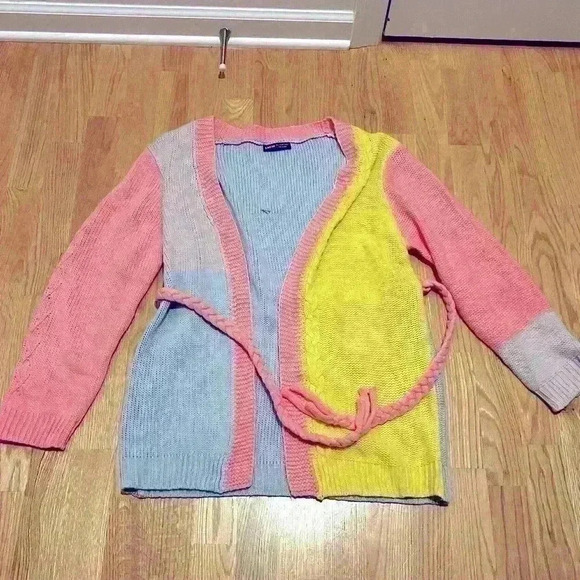 Shein Women's Pastel Colorblock Cardigan Size Large - Picture 2 of 15